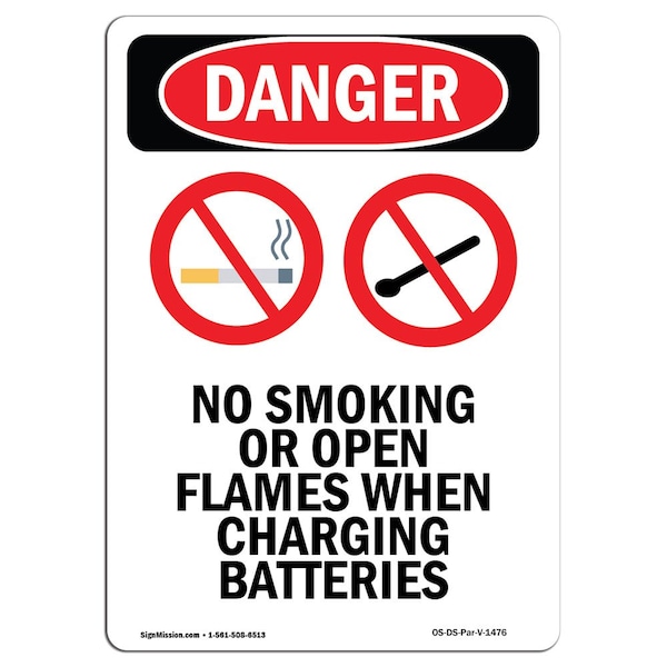 OSHA, No Smoking Or Open, 18in X 12in Rigid Plastic, 12" W, 18" L, Portrait, OS-DS-P-1218-V-1476
